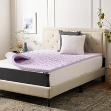 LUCID Lavender Infused 2 Inch Memory Foam Mattress Topper with 5 Zones – Twin XL Size – Plush Feel – CertiPUR Certified – Dorm Room Essentials