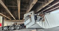 Westbound I-70 reopens at C470 after oversized load gets stuck under bridge in Colorado - CBS Colorado