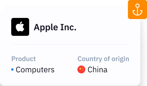 Apple Inc. trade data with product and country of origin