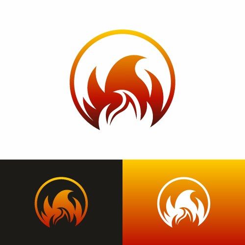 Fire Icon Set - Flame Logos Vector Image