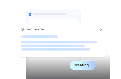 AI writing assistant generating a draft email with the prompt “Help me write.”
