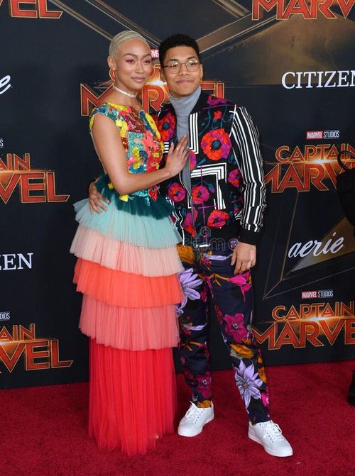 LOS ANGELES, CA. March 04, 2019: Tati Gabrielle &amp; Chance Perdomo at the world premiere of Captain Marvel at the El Capitan Theatre.. Picture: Paul Smith/Featureflash