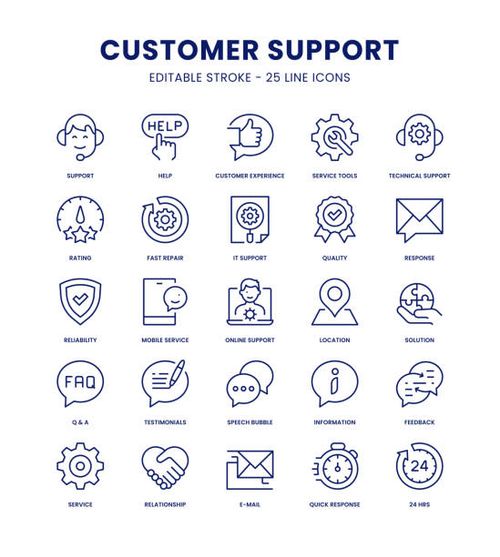 customer support icon set - support stock illustrations