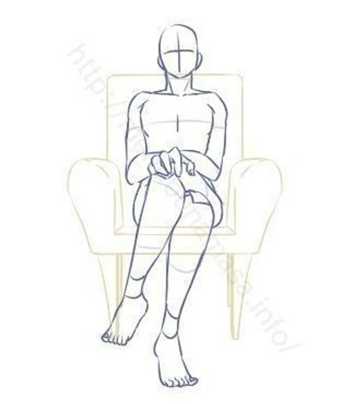 Sitting Model Drawing, Standing Still Drawing, Anime Poses Reference Sitting, Sitting Art Poses, Sitting Template, Sitting In Chair References, Person Leaning Back In Chair Pose, Front Facing Sitting Pose