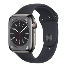 Apple Watch Series 8 (GPS + Cellular 41mm) - Graphite Stainless Steel with Midnight Sport Band, M/L (Renewed)