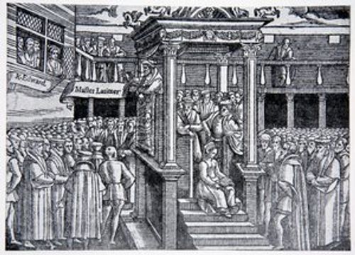 Latimer preaching before Edward VI, illustration from The History of the Nation