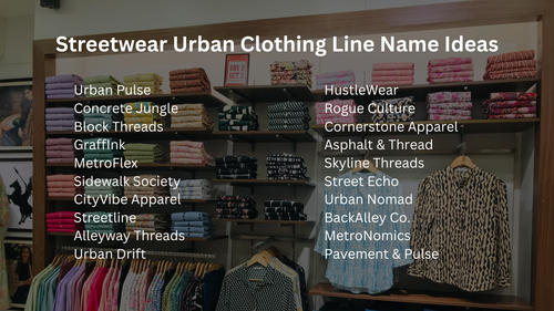 Streetwear-Inspired Urban Clothing Line Name Ideas