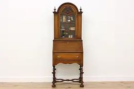 Tudor Antique Walnut Office Library Secretary Desk Bookcase #56149