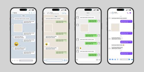 Instant Messaging Mobile App Templates with chatting screen on smart phone. SMS chat composer. Smart Phone chatting messenger template bubbles. Vector Chat app template Vector.