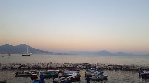 evening view on the bay of naples overlooking mount vesuvius