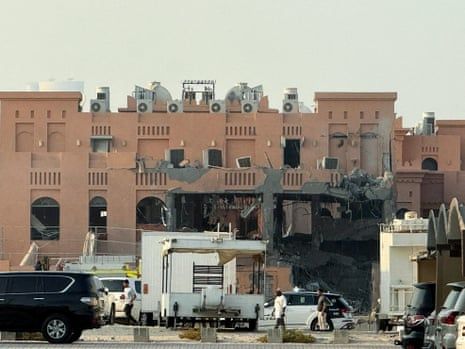 A damaged building in Doha following reports of an Israeli attack on Hamas leaders there.