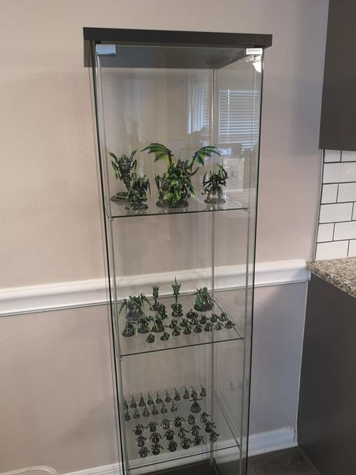 r/Warhammer40k - IKEA display case is a cheap, neat way of storing your models!! How do you store your models?