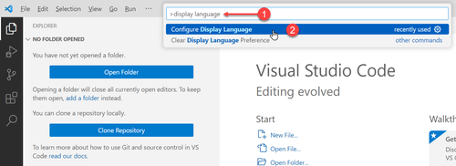 按下 F1 並輸入 >display language 並選擇 Configure Display Language