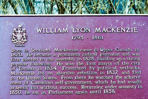 William Lyon Mackenzie's house memorial plaque. The house is a historic building and museum in Toronto home to the city's first Mayor. The house was...