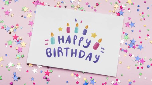 Birthday greeting card with confetti, representing unique and personalized happy birthday wishes and messages for every relationship.