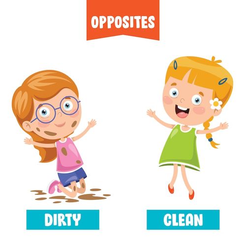 Vector opposite adjectives with cartoon drawings