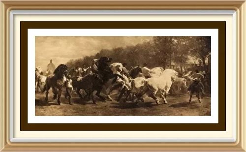 124yr Old Original c1901 Antique ROSA BONHEUR Print HORSE FAIR Stallion - Image 1 of 2