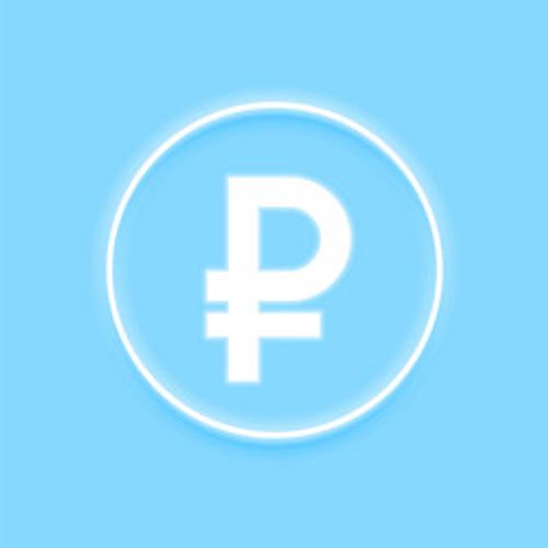 russian ruble currency symbol in glowing style vector