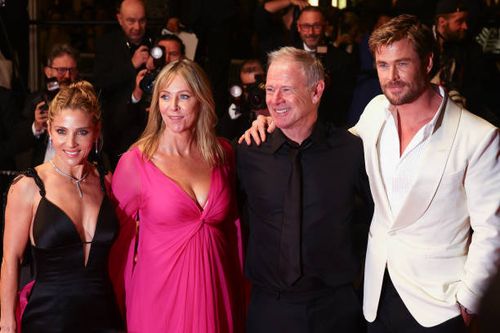 Elsa Pataky, Leonie Hemsworth, Craig Hemsworth and Chris Hemsworth attend the "Furiosa: A Mad Max Saga" Red Carpet at the 77th annual Cannes Film...