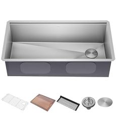 KRAUS Kore 36-Inch Undermount Workstation 16 Gauge Single Bowl Stainless Steel Kitchen Sink with Accessories, KWU110-36