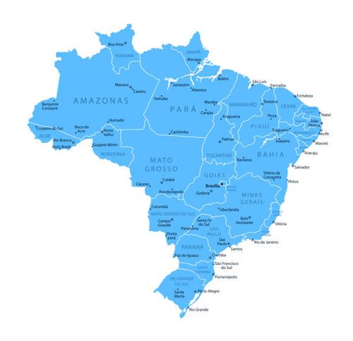 brazil - detailed map with regions and cities of the country. - argentina capital city stock illustrations