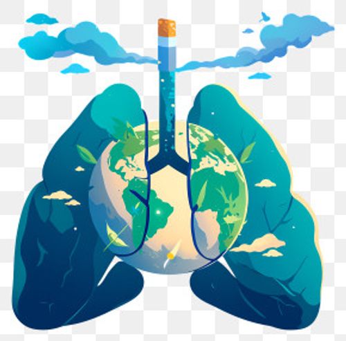 World No Tobacco Day - Earth And Lungs Environmental Concept PNG