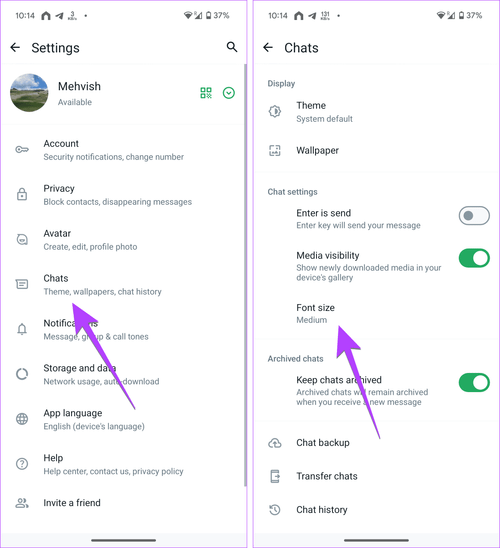 WhatsApp Font Tip change size of text