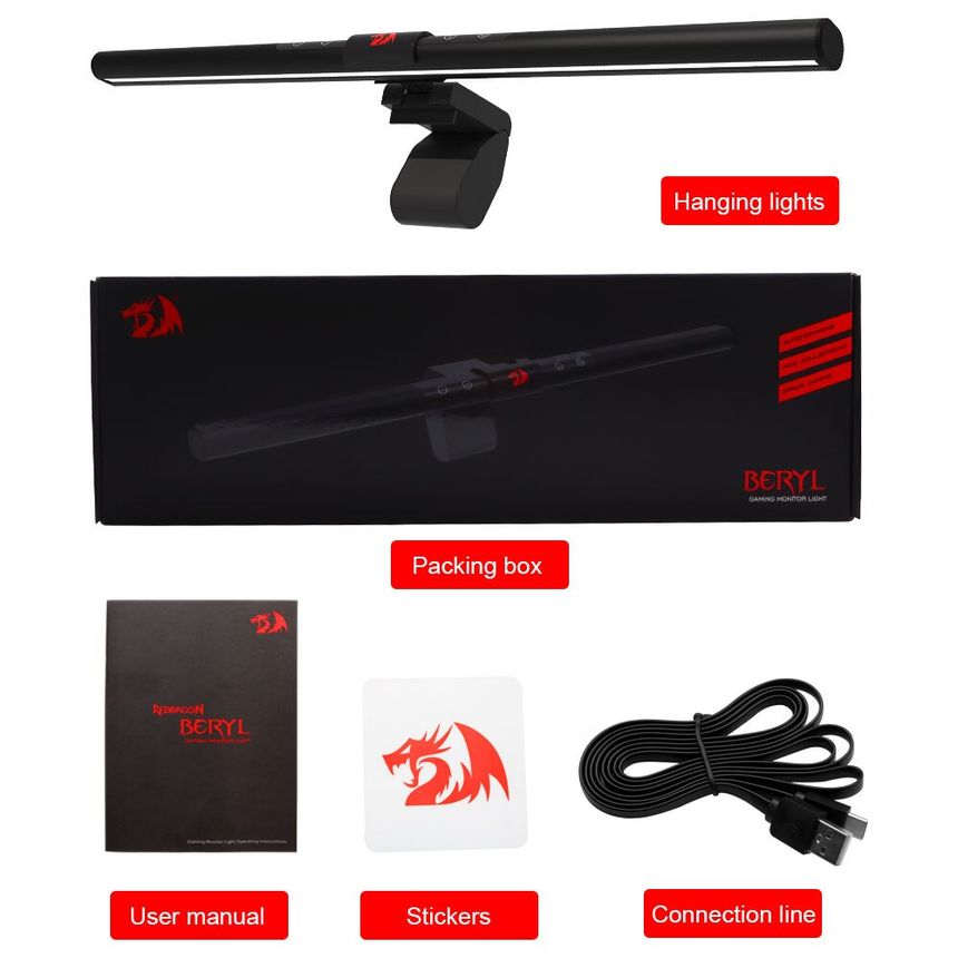REDRAGON BERYL GML-113 Dimming Eye-Care LED Desk Lamp For Computer PC Monitor light Bar Screen Hanging Reading USB Powered Lamp