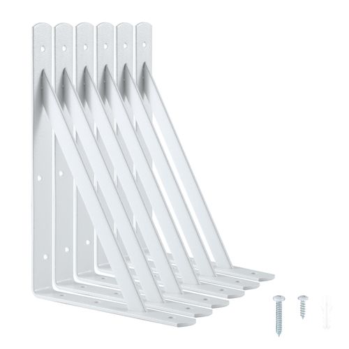 Heavy Duty Shelf Brackets 12 x 8 inches, Metal Shelves Supports, Load Capacity: 600 lb, 90 Degree Wall Mounted Angle L Flo...