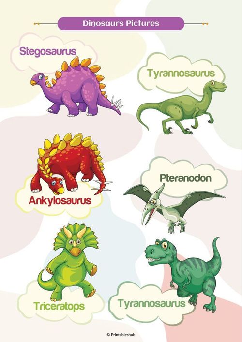 Printable Dinosaurs Pictures With Names PDF