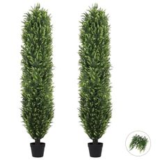 THE BLOOM TIMES 6FT Tall Artificial Cedar Topiary Trees Set of 2, UV Resistant Large Faux Cypress Evergreen Plants for Outdoor Planters, Realistic Fake Bushes & Shrubs for Front Porch Christmas Decor