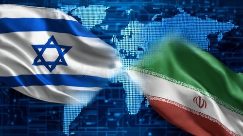 Israel and Iran flags for official meeting against background of world map. --. Israel iran map stock images, royalty-free photos and pictures