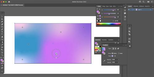 Illustrator freeform gradient tool with new colors.