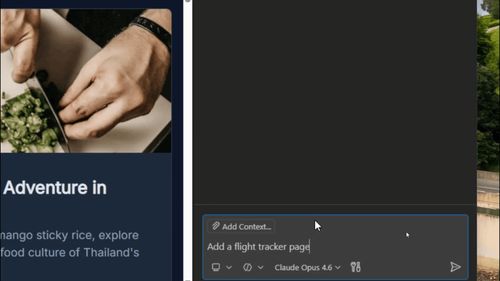 Video showing an agent session building a complete feature in VS Code.