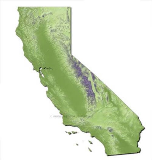 California relief HD blank map