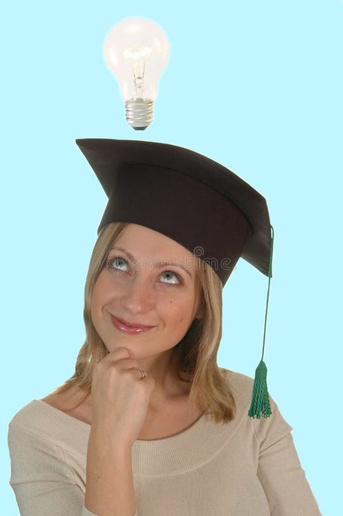 Young girl with bachelor cap thinking. Bachelor degree stock images, royalty-free photos and pictures