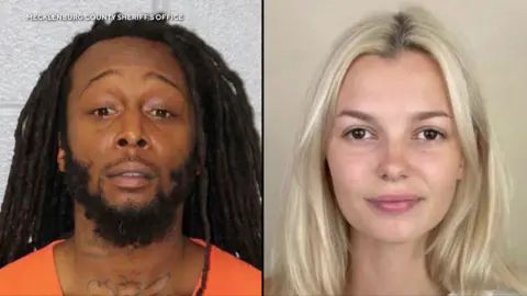 Mecklenburg County Sheriff's Office/Family of Iryna Zarutska A split screen image of Decarlos Brown Jr on the left wearing an orange jumpsuit with dreadlocks and Iryna Zarutska who has blonde hair