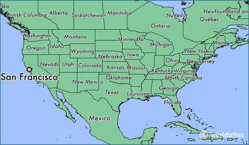 San Francisco location on world map