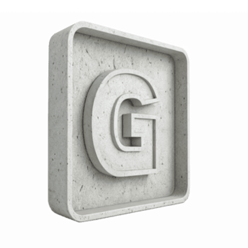 3D Grey Concrete Letter G Logo Design with Box Shape and Transparent Background png