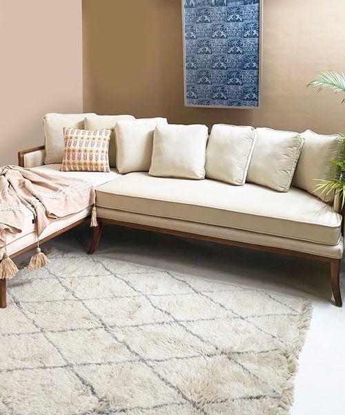 Dome Teak Velvet Cream Sofa - Zufolo Designs