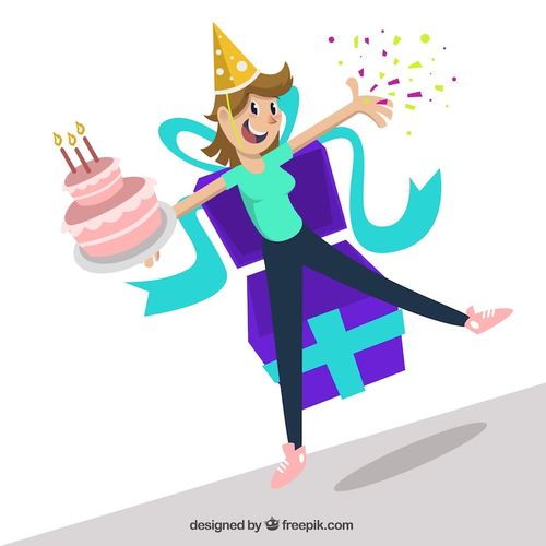 Free Vector happy woman with a birthday cake