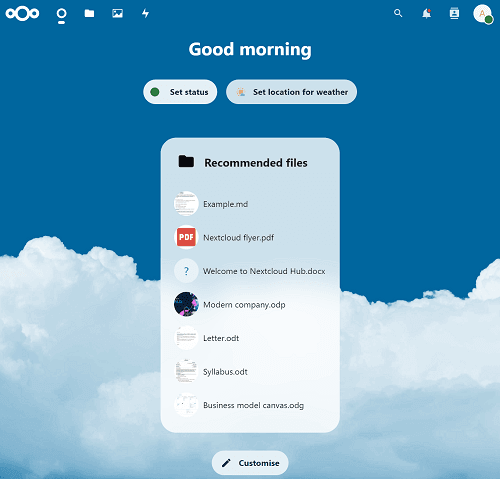 nextcloud ubuntu 24.04 dashboard view