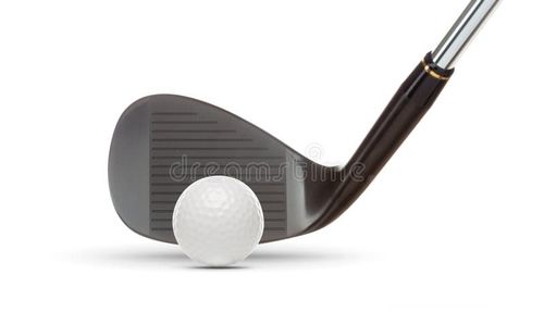 Black Golf Club Wedge Iron and Golf Ball on a White Background. Golf wedge stock images, royalty-free photos and pictures