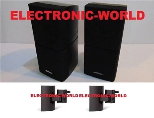 MINT PAIR OF BOSE Double Cube Speakers & WALL MOUNTS Lifestyle Acoustimass Black - Image 1 of 4