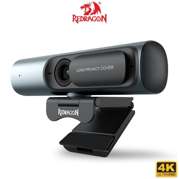 Redragon GW911 CYBERLENS 4K Webcam for PC Ultra HD with Dual Noise-Cancelling Mic, PDAF Auto Focus, Auto Light Correction Privacy Cover Support Zoom/Teams/Google Meet