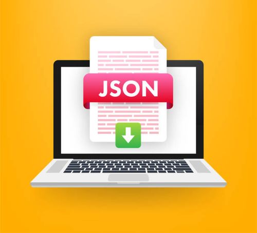 Download JSON button. Downloading document concept. File with JSON label and down arrow sign. Vector illustration. Download JSON button. Downloading document concept. File with JSON label and down arrow sign. Vector illustration json stock illustrations