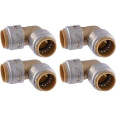 SharkBite Max 3/4 Inch 90 Degree Elbow, Pack of 4, Push to Connect Brass Plumbing Fitting, PEX Pipe, Copper, CPVC, PE-RT, HDPE, U256LFA