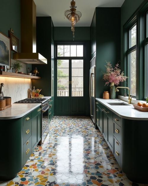 Kitchen terrazzo floor tiles