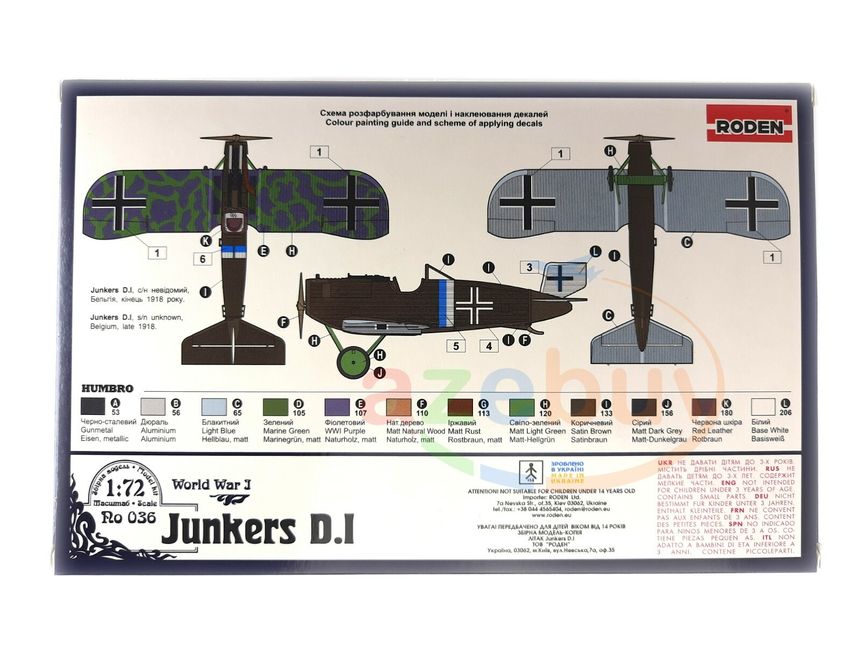 Junkers D.I Late Fighter Aircraft WWI 1/72 Scale Plastic Model Kit RODEN 036 - Picture 2 of 12