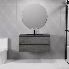 EZONTEQ 42" Floating Bathroom Vanity with Sink, Bathroom Vanities with One-Piece Sink Combo Set, Large Storage Wall Mounted Bathroom Cabinet with Double Soft Closing Drawers (Grey)